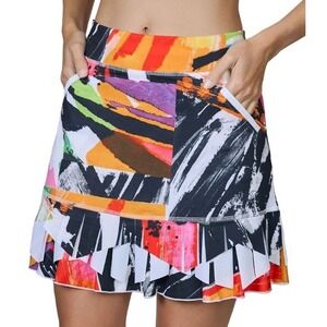 Sofibella Golf Skort Womens M Multi Color Abstract Ruffle Fringe Performance